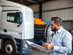 Caminhão sendo avaliado para refinanciamento