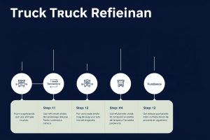 Processo de refinanciamento de caminhões ilustrado em etapas