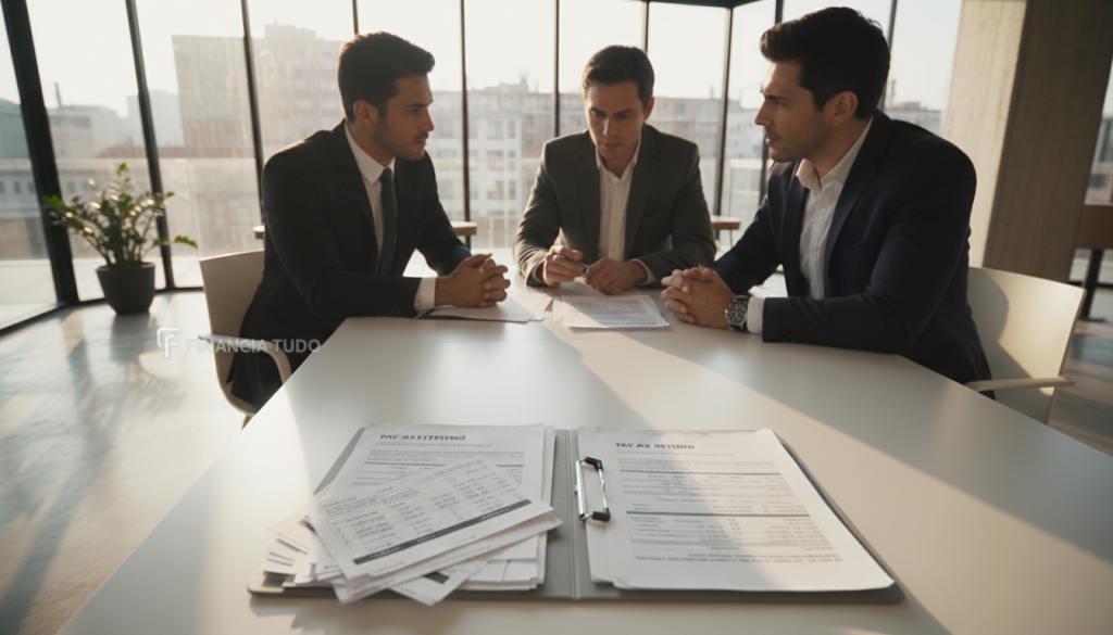 A modern office environment with a professional desk setup. In the foreground, a neatly arranged table displays essential documents related to income proof, such as pay stubs and bank statements, with a subtle logo of A modern office environment with a professional desk setup. In the foreground, a neatly arranged table displays essential documents related to income proof, such as pay stubs and bank statements, with a subtle logo of