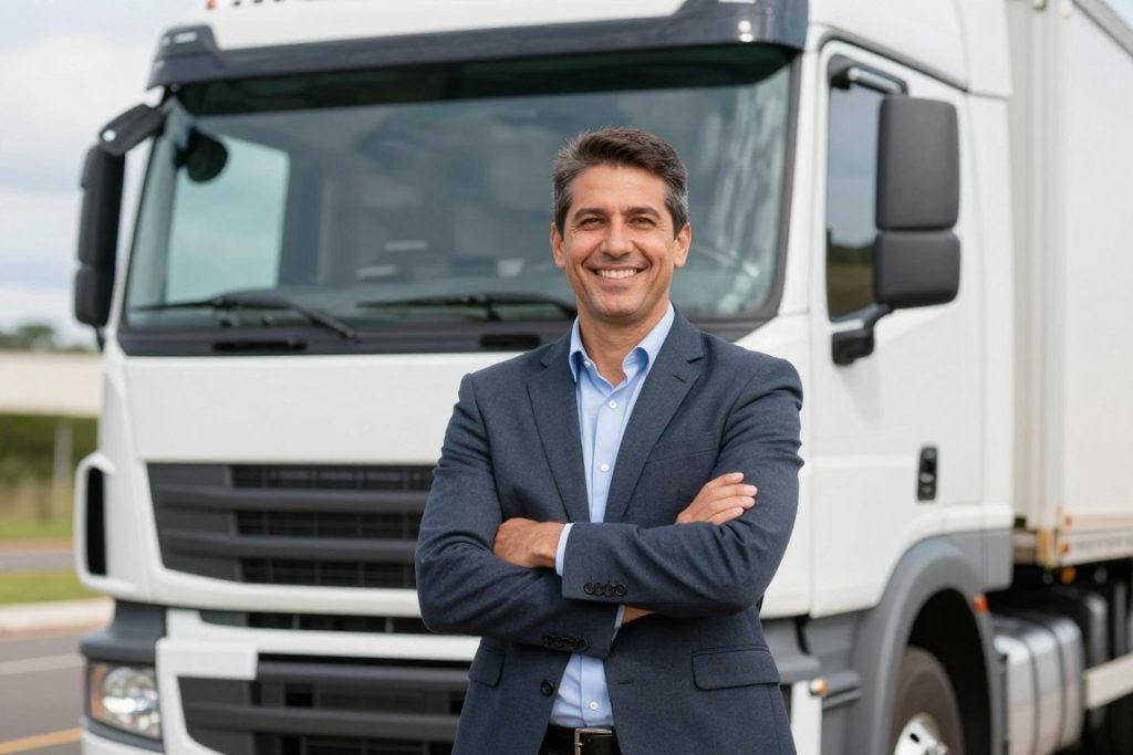 caminhoneiro tomando decisão sobre refinanciamento